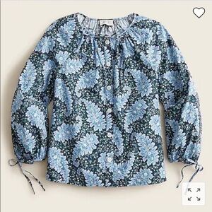J. Crew Collection tie sleeve button front top in Ratti Pacific‎ paisley boxy